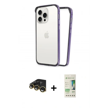 MARSİLYAN™- iPhone 14 Pro Kılıf Pusula Asil Koleksiyonu - Siyah 20D Premium Cam Ekran Koruyucu + Raze Metal Kamera Lens - GD