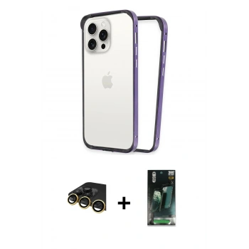MARSİLYAN™- iPhone 14 Pro Kılıf Pusula Asil Koleksiyonu - Siyah 360 Mat Full Body Arka Koruyucu + Raze Metal Kamera Lens - GD