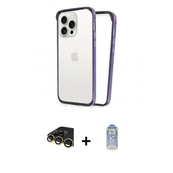 MARSİLYAN™- iPhone 14 Pro Kılıf Pusula Asil Koleksiyonu - Siyah Joko Magic 5D Cam + Raze Metal Kamera Lens - GD