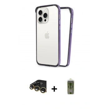 MARSİLYAN™- iPhone 14 Pro Kılıf Pusula Asil Koleksiyonu - Siyah Joko Magic 5D Hayalet Cam + Raze Metal Kamera Lens - GD