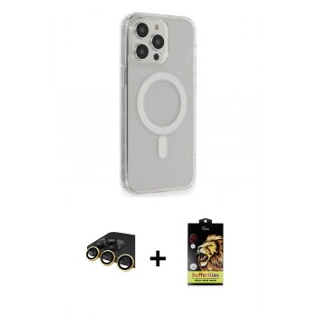 MARSİLYAN™- iPhone 14 Pro Kılıf Pusula Çizgi Koleksiyonu - Siyah Buffer Cam Ekran Koruyucu + Raze Metal Kamera Lens - GD