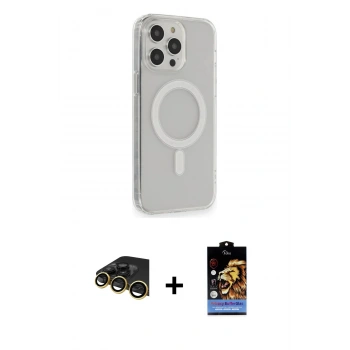 MARSİLYAN™- iPhone 14 Pro Kılıf Pusula Çizgi Koleksiyonu - Siyah Buffer Hayalet Cam Ekran Koruyucu + Raze Metal Kamera Lens - GD