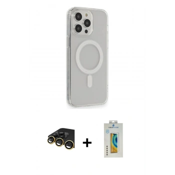 MARSİLYAN™- iPhone 14 Pro Kılıf Pusula Çizgi Koleksiyonu - Siyah Polymer Nano Ekran Koruyucu + Raze Metal Kamera Lens - GD
