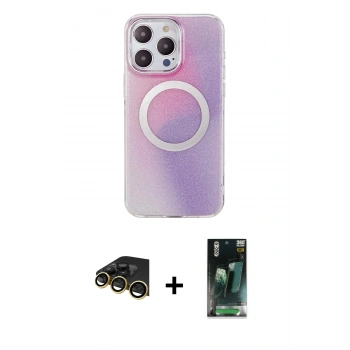 MARSİLYAN™- iPhone 14 Pro Kılıf Pusula Form - Siyah 360 Mat Full Body Arka Koruyucu + Raze Metal Kamera Lens - GD