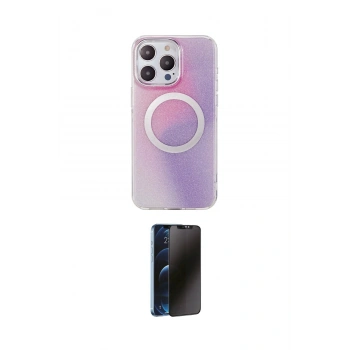 MARSİLYAN™- iPhone 14 Pro Kılıf Pusula Form - Siyah 3D Antistatik Hayalet Cam Ekran Koruyucu