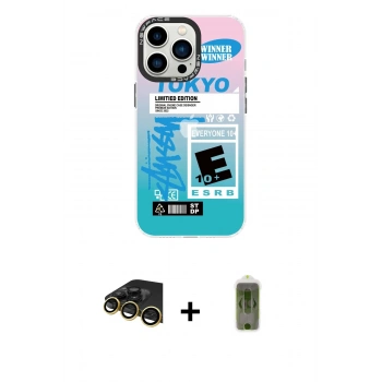 MARSİLYAN™- iPhone 14 Pro Kılıf Siluet Çizgi Koleksiyonu - Siyah Joko Magic 5D Hayalet Cam + Raze Metal Kamera Lens - GD