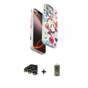 MARSİLYAN™- iPhone 14 Pro Kılıf Siluet Doku - Siyah Joko Magic 5D Hayalet Cam + Raze Metal Kamera Lens - GD