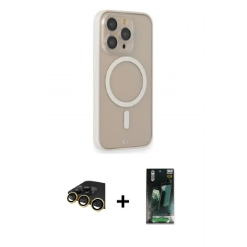 MARSİLYAN™- iPhone 14 Pro Kılıf Siluet Işık Koleksiyonu - Siyah 360 Mat Full Body Arka Koruyucu + Raze Metal Kamera Lens - GD
