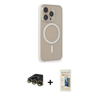 MARSİLYAN™- iPhone 14 Pro Kılıf Siluet Işık Koleksiyonu - Siyah 6D Mat Seramik Hayalet Nano Ekran Koruyucu + Raze Metal Kamera Lens - GD