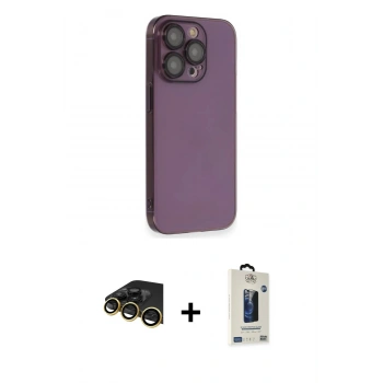 MARSİLYAN™- iPhone 14 Pro Kılıf Siluet Minimal Özel Seri - Siyah Bilvis Hayalet Cam Ekran Koruyucu + Raze Metal Kamera Lens - GD