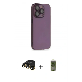 MARSİLYAN™- iPhone 14 Pro Kılıf Siluet Minimal Özel Seri - Siyah Joko Magic 5D Hayalet Cam + Raze Metal Kamera Lens - GD