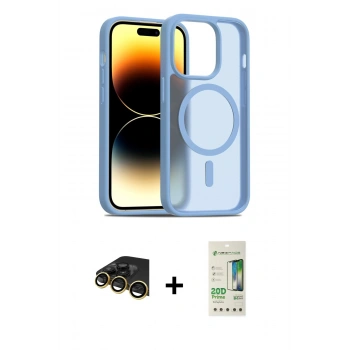 MARSİLYAN™- iPhone 14 Pro Kılıf Siluet Minimal Prime - Siyah 20D Premium Cam Ekran Koruyucu + Raze Metal Kamera Lens - GD