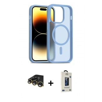 MARSİLYAN™- iPhone 14 Pro Kılıf Siluet Minimal Prime - Siyah Bilvis Hayalet Cam Ekran Koruyucu + Raze Metal Kamera Lens - GD