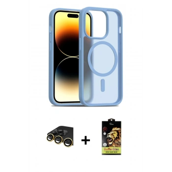 MARSİLYAN™- iPhone 14 Pro Kılıf Siluet Minimal Prime - Siyah Buffer Cam Ekran Koruyucu + Raze Metal Kamera Lens - GD