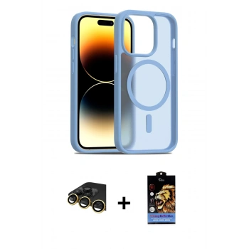 MARSİLYAN™- iPhone 14 Pro Kılıf Siluet Minimal Prime - Siyah Buffer Hayalet Cam Ekran Koruyucu + Raze Metal Kamera Lens - GD