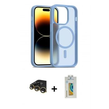 MARSİLYAN™- iPhone 14 Pro Kılıf Siluet Minimal Prime - Siyah Polymer Nano Ekran Koruyucu + Raze Metal Kamera Lens - GD