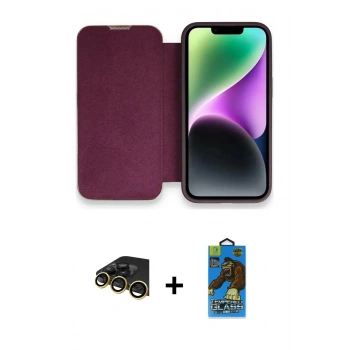 MARSİLYAN™- iPhone 14 Pro Kılıf Siluet Minimal Serisi - Siyah 18D Cam Ekran Koruyucu + Raze Metal Kamera Lens - GD