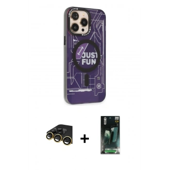 MARSİLYAN™- iPhone 14 Pro Kılıf Siluet Modern Koleksiyonu - Siyah 360 Mat Full Body Arka Koruyucu + Raze Metal Kamera Lens - GD