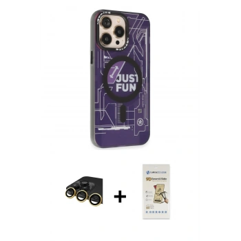MARSİLYAN™- iPhone 14 Pro Kılıf Siluet Modern Koleksiyonu - Siyah Mat Seramik Nano Ekran Koruyucu + Raze Metal Kamera Lens - GD