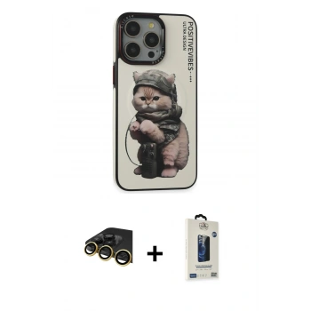 MARSİLYAN™- iPhone 14 Pro Kılıf Siluet Modern Özel Seri - Siyah Bilvis Hayalet Cam Ekran Koruyucu + Raze Metal Kamera Lens - GD