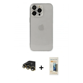 MARSİLYAN™- iPhone 14 Pro Kılıf Ufuk Minimal Özel Seri - Siyah 6D Mat Seramik Hayalet Nano Ekran Koruyucu + Raze Metal Kamera Lens - GD