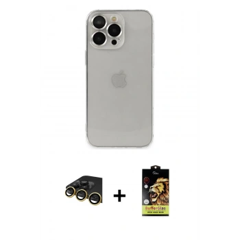 MARSİLYAN™- iPhone 14 Pro Kılıf Ufuk Minimal Özel Seri - Siyah Buffer Cam Ekran Koruyucu + Raze Metal Kamera Lens - GD