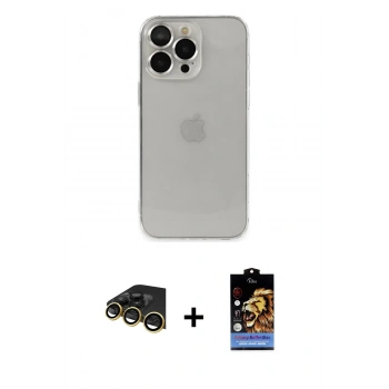 MARSİLYAN™- iPhone 14 Pro Kılıf Ufuk Minimal Özel Seri - Siyah Buffer Hayalet Cam Ekran Koruyucu + Raze Metal Kamera Lens - GD