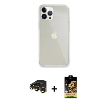 MARSİLYAN™- iPhone 14 Pro Kılıf Vadi Asil Prime - Siyah Buffer Cam Ekran Koruyucu + Raze Metal Kamera Lens - GD