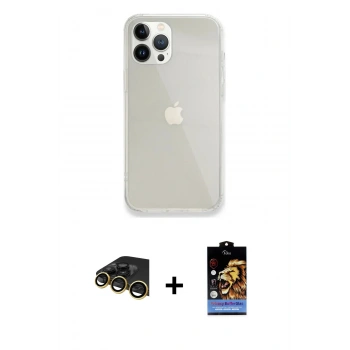 MARSİLYAN™- iPhone 14 Pro Kılıf Vadi Asil Prime - Siyah Buffer Hayalet Cam Ekran Koruyucu + Raze Metal Kamera Lens - GD