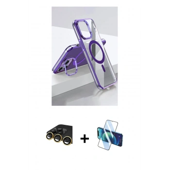 MARSİLYAN™- iPhone 14 Pro Kılıf Vadi Çizgi Özel Seri - Siyah 3D Antistatik Cam Ekran Koruyucu + Raze Metal Kamera Lens - GD