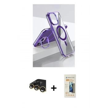 MARSİLYAN™- iPhone 14 Pro Kılıf Vadi Çizgi Özel Seri - Siyah 6D Mat Seramik Hayalet Nano Ekran Koruyucu + Raze Metal Kamera Lens - GD