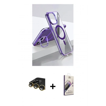 MARSİLYAN™- iPhone 14 Pro Kılıf Vadi Çizgi Özel Seri - Siyah Bilvis 3D Mat Cam Ekran Koruyucu + Raze Metal Kamera Lens - GD