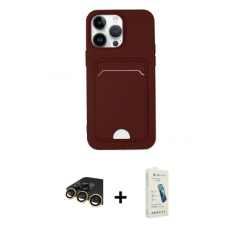 MARSİLYAN™- iPhone 14 Pro Kılıf Vadi Çizgi Prime - Şeffaf Pasifik Cam Ekran Koruyucu + Raze Metal Kamera Lens - GD