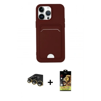 MARSİLYAN™- iPhone 14 Pro Kılıf Vadi Çizgi Prime - Siyah Buffer Cam Ekran Koruyucu + Raze Metal Kamera Lens - GD