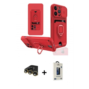 MARSİLYAN™- iPhone 14 Pro Kılıf Vadi Form Prime - Siyah Bilvis Hayalet Cam Ekran Koruyucu + Raze Metal Kamera Lens - GD
