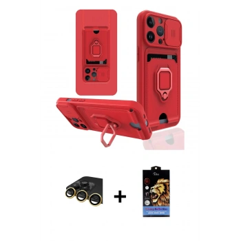 MARSİLYAN™- iPhone 14 Pro Kılıf Vadi Form Prime - Siyah Buffer Hayalet Cam Ekran Koruyucu + Raze Metal Kamera Lens - GD