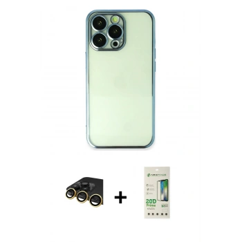 MARSİLYAN™- iPhone 14 Pro Kılıf Vadi Minimal - Siyah 20D Premium Cam Ekran Koruyucu + Raze Metal Kamera Lens - GD