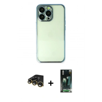 MARSİLYAN™- iPhone 14 Pro Kılıf Vadi Minimal - Siyah 360 Mat Full Body Arka Koruyucu + Raze Metal Kamera Lens - GD