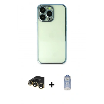 MARSİLYAN™- iPhone 14 Pro Kılıf Vadi Minimal - Siyah Joko Magic 5D Cam + Raze Metal Kamera Lens - GD
