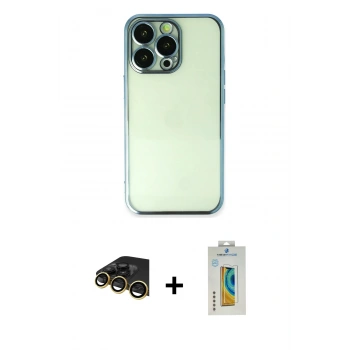 MARSİLYAN™- iPhone 14 Pro Kılıf Vadi Minimal - Siyah Polymer Nano Ekran Koruyucu + Raze Metal Kamera Lens - GD