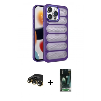 MARSİLYAN™- iPhone 14 Pro Kılıf Yadigar Doku Özel Seri - Siyah 360 Mat Full Body Arka Koruyucu + Raze Metal Kamera Lens - GD