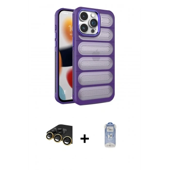 MARSİLYAN™- iPhone 14 Pro Kılıf Yadigar Doku Özel Seri - Siyah Joko Magic 5D Cam + Raze Metal Kamera Lens - GD