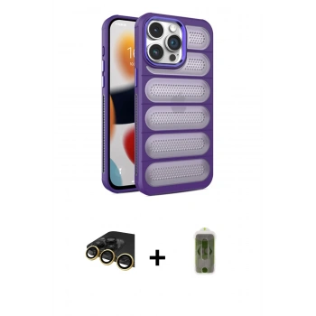 MARSİLYAN™- iPhone 14 Pro Kılıf Yadigar Doku Özel Seri - Siyah Joko Magic 5D Hayalet Cam + Raze Metal Kamera Lens - GD