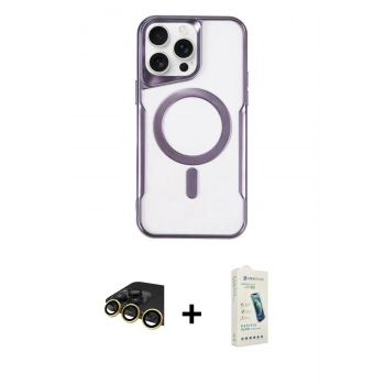 MARSİLYAN™- iPhone 14 Pro Kılıf Yadigar Klasik Özel Seri - Şeffaf Pasifik Cam Ekran Koruyucu + Raze Metal Kamera Lens - GD