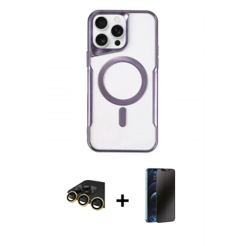 MARSİLYAN™- iPhone 14 Pro Kılıf Yadigar Klasik Özel Seri - Siyah 3D Antistatik Hayalet Cam Ekran Koruyucu + Raze Metal Kamera Lens - GD