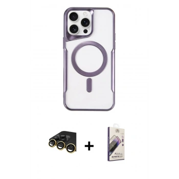 MARSİLYAN™- iPhone 14 Pro Kılıf Yadigar Klasik Özel Seri - Siyah Bilvis 3D Mat Cam Ekran Koruyucu + Raze Metal Kamera Lens - GD