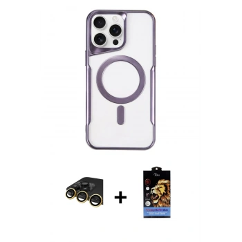 MARSİLYAN™- iPhone 14 Pro Kılıf Yadigar Klasik Özel Seri - Siyah Buffer Hayalet Cam Ekran Koruyucu + Raze Metal Kamera Lens - GD