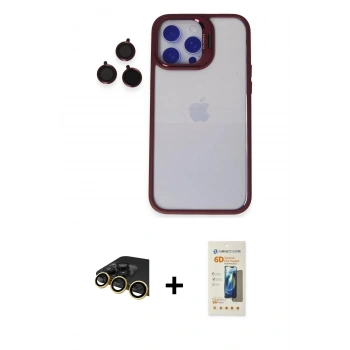 MARSİLYAN™- iPhone 14 Pro Kılıf Yankı Asil Serisi - Siyah 6D Mat Seramik Hayalet Nano Ekran Koruyucu + Raze Metal Kamera Lens - GD