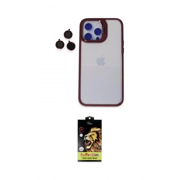 MARSİLYAN™- iPhone 14 Pro Kılıf Yankı Asil Serisi - Siyah Buffer Cam Ekran Koruyucu