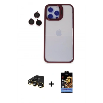 MARSİLYAN™- iPhone 14 Pro Kılıf Yankı Asil Serisi - Siyah Buffer Hayalet Cam Ekran Koruyucu + Raze Metal Kamera Lens - GD